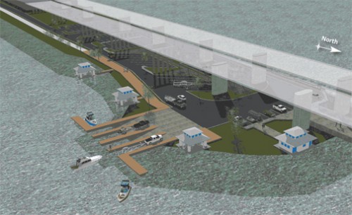 Proposed park will have parking, picnic areas, boat ramps, and restrooms. Image courtesy Skanska and Parsons Brinkerhoff