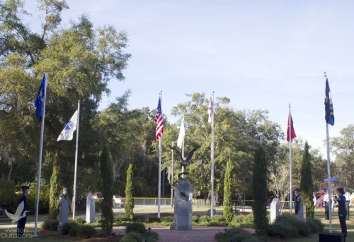 The military Branch Flags raised at Nov. 11, 2013 ceremony at the Freeport Veterans Memorial. Lori Ceier/Walton Outdoors