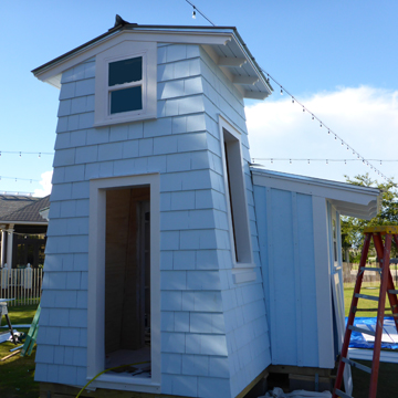 Kids cottage by O.B. Laurent Construction gets final touches. Lori Ceier/Walton Outdoors